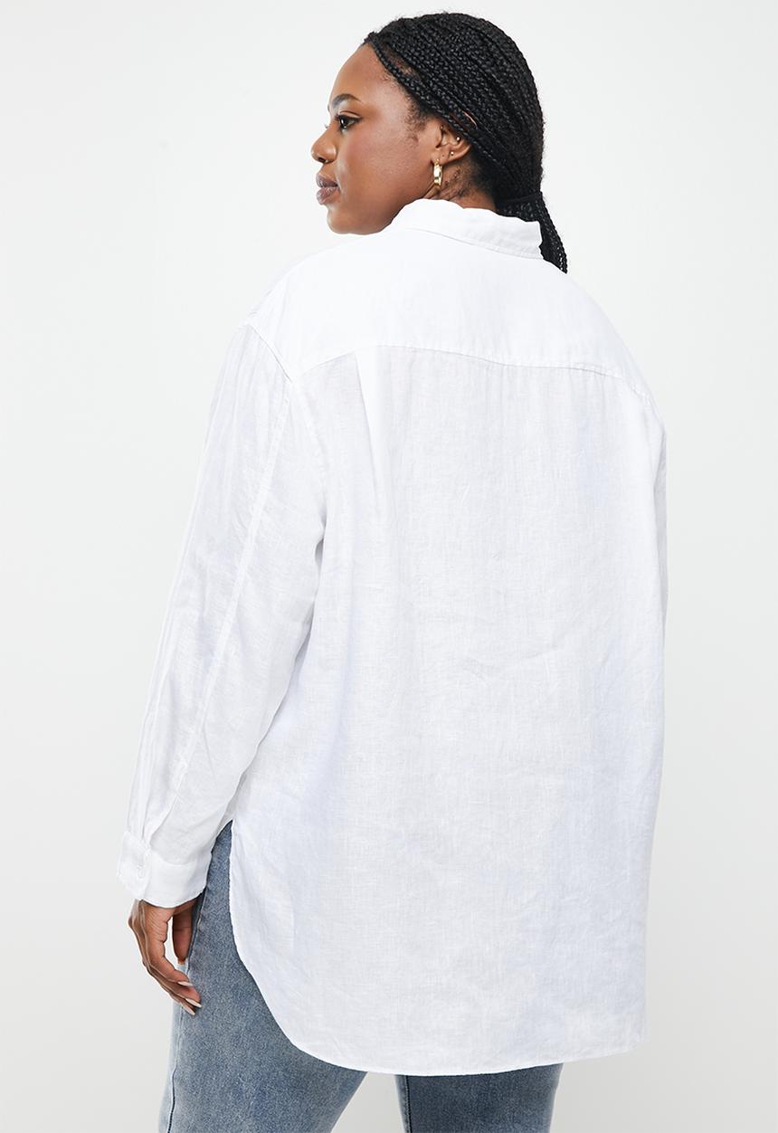Me&B - Plus longer length long sleeve shirt - white
