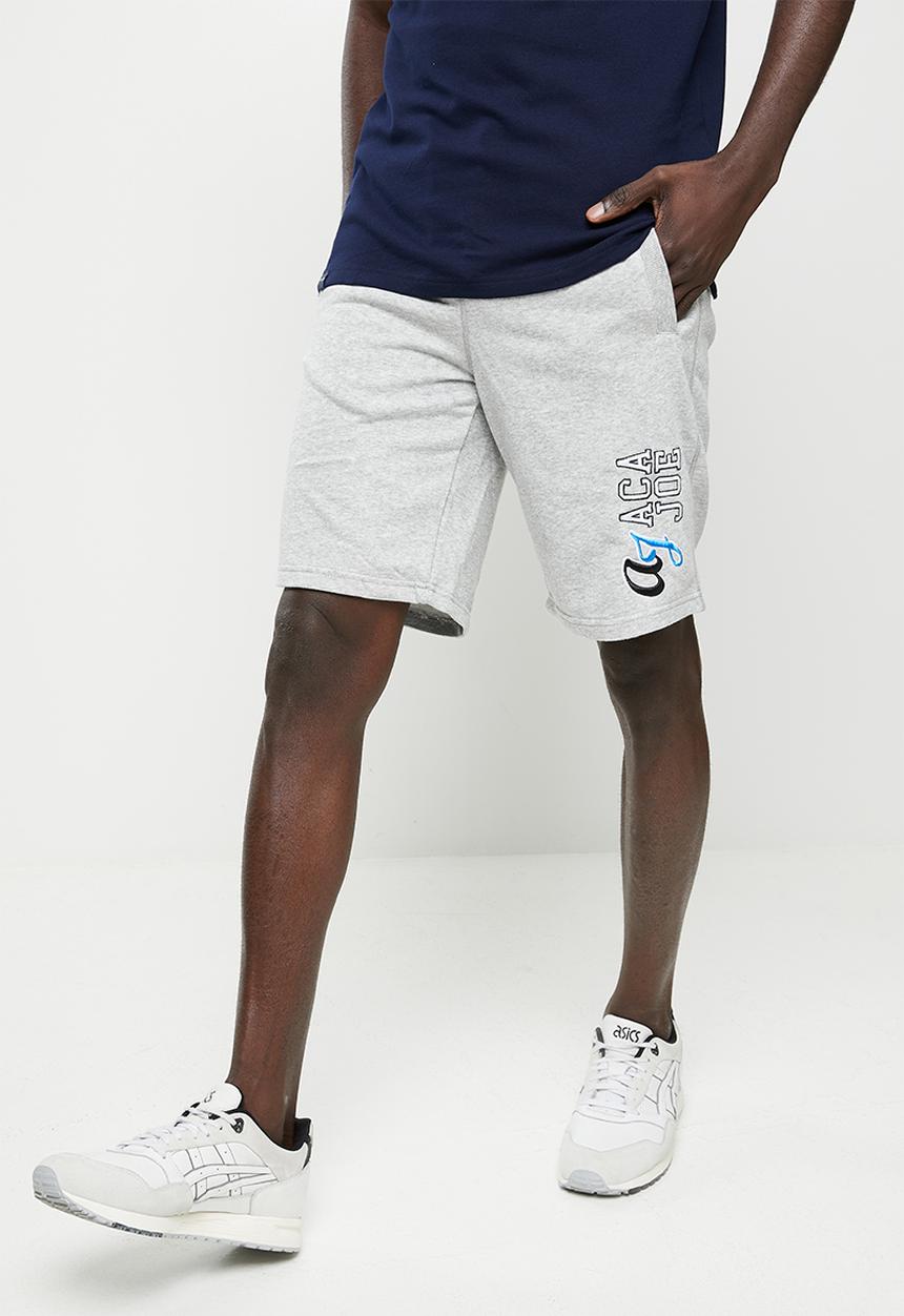 Aca Joe - Aca joe terry fleece hq side print  short - grey melange