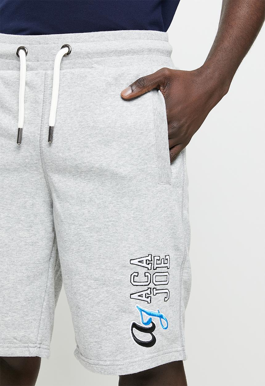 Aca Joe - Aca joe terry fleece hq side print  short - grey melange