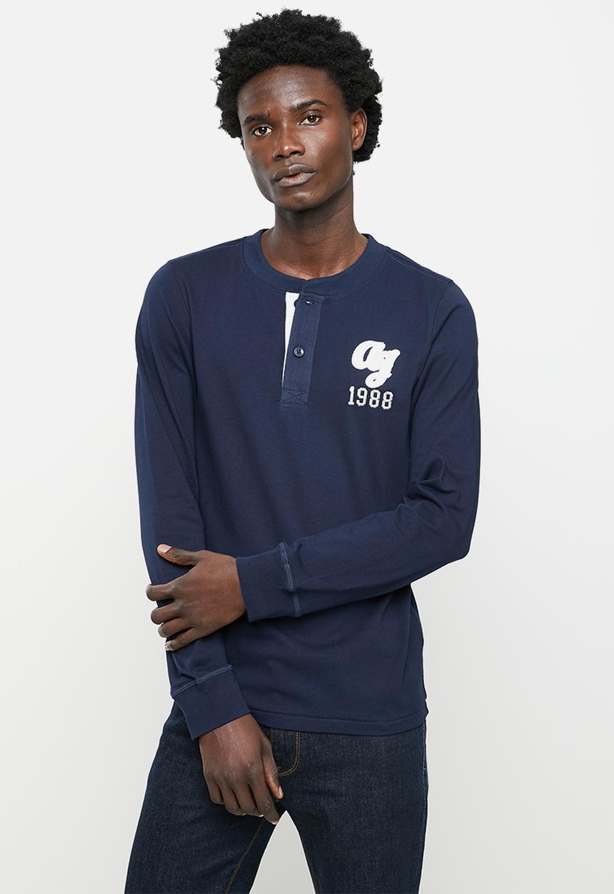 Aca Joe - Aca joe long sleeve tee - henley - navy
