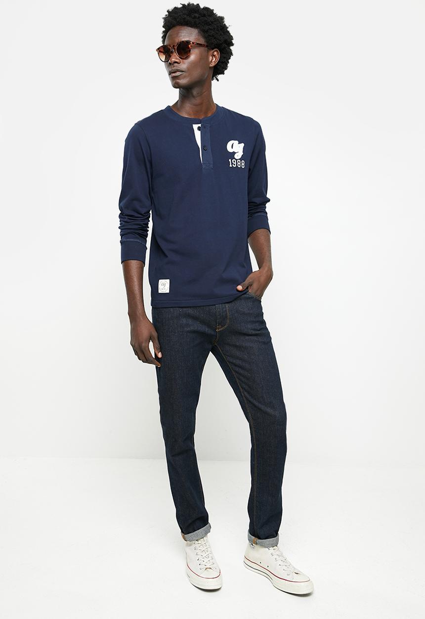 Aca Joe - Aca joe long sleeve tee - henley - navy