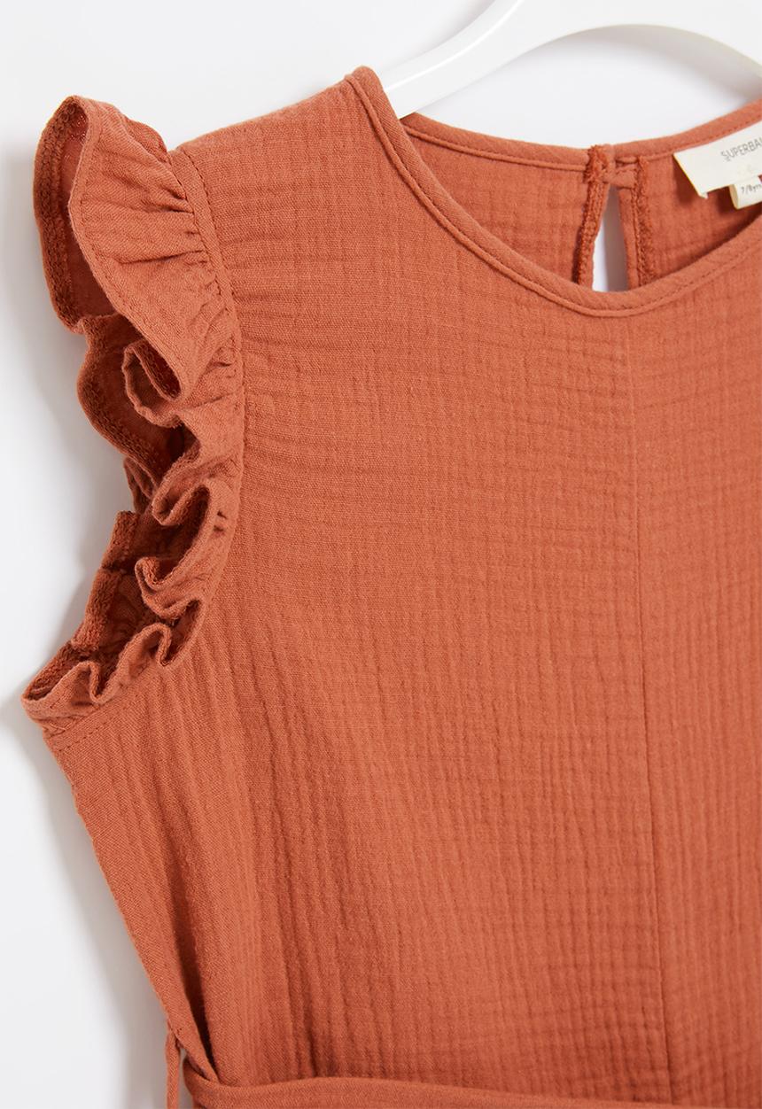 Superbalist - Frill detail playsuit - rust