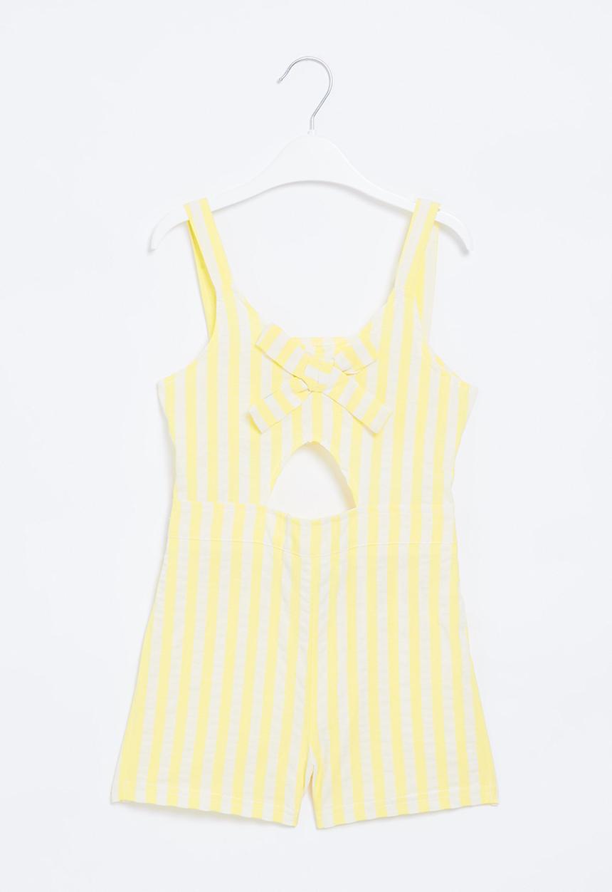 Pop Candy - Girls check playsuit - yellow
