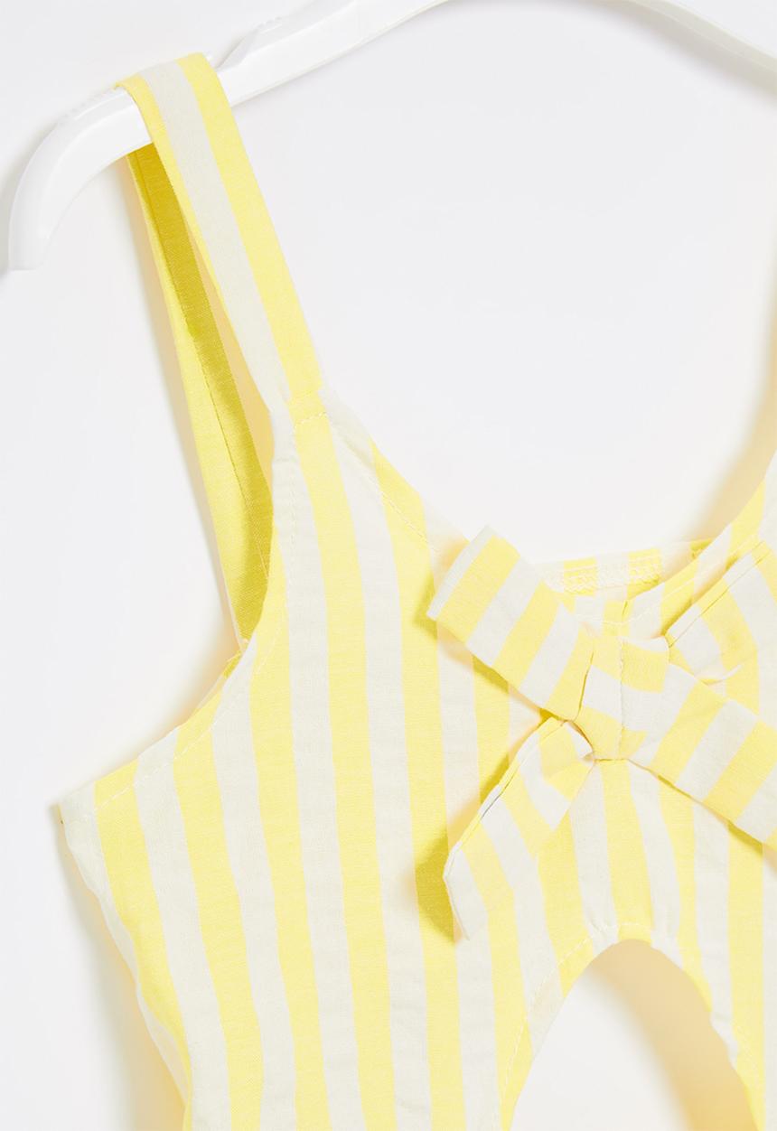Pop Candy - Girls check playsuit - yellow