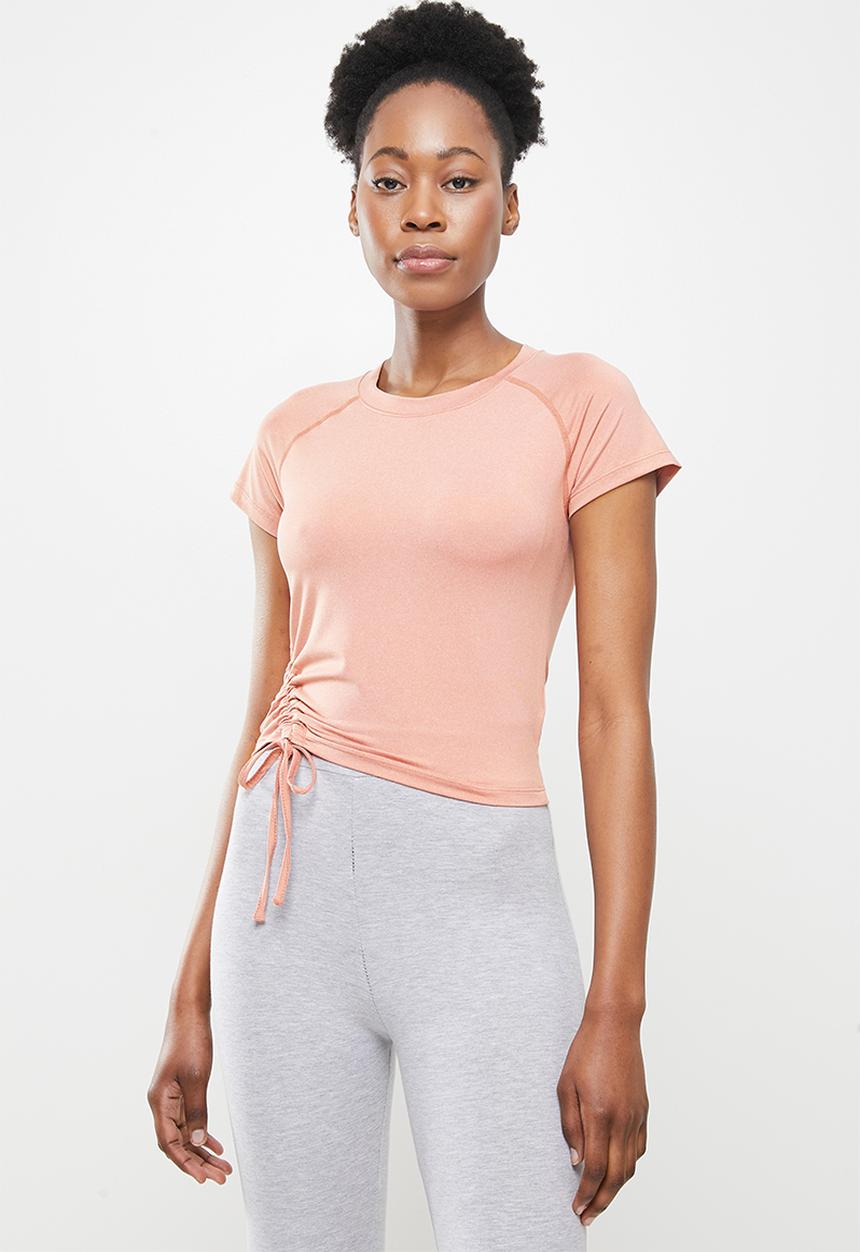 dailyfriday - Ruched short sleeve T-shirt - pink