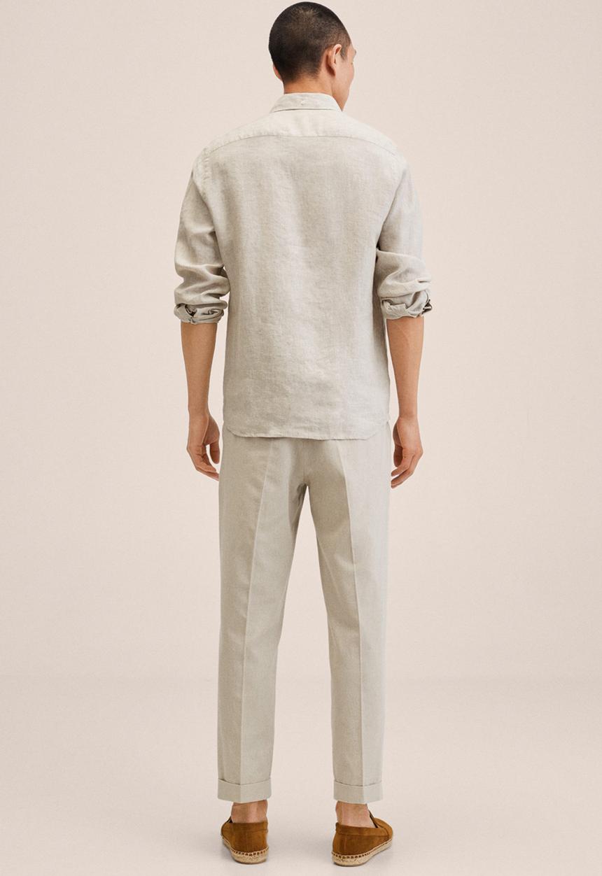 MANGO - Avispa linen shirt  - beige