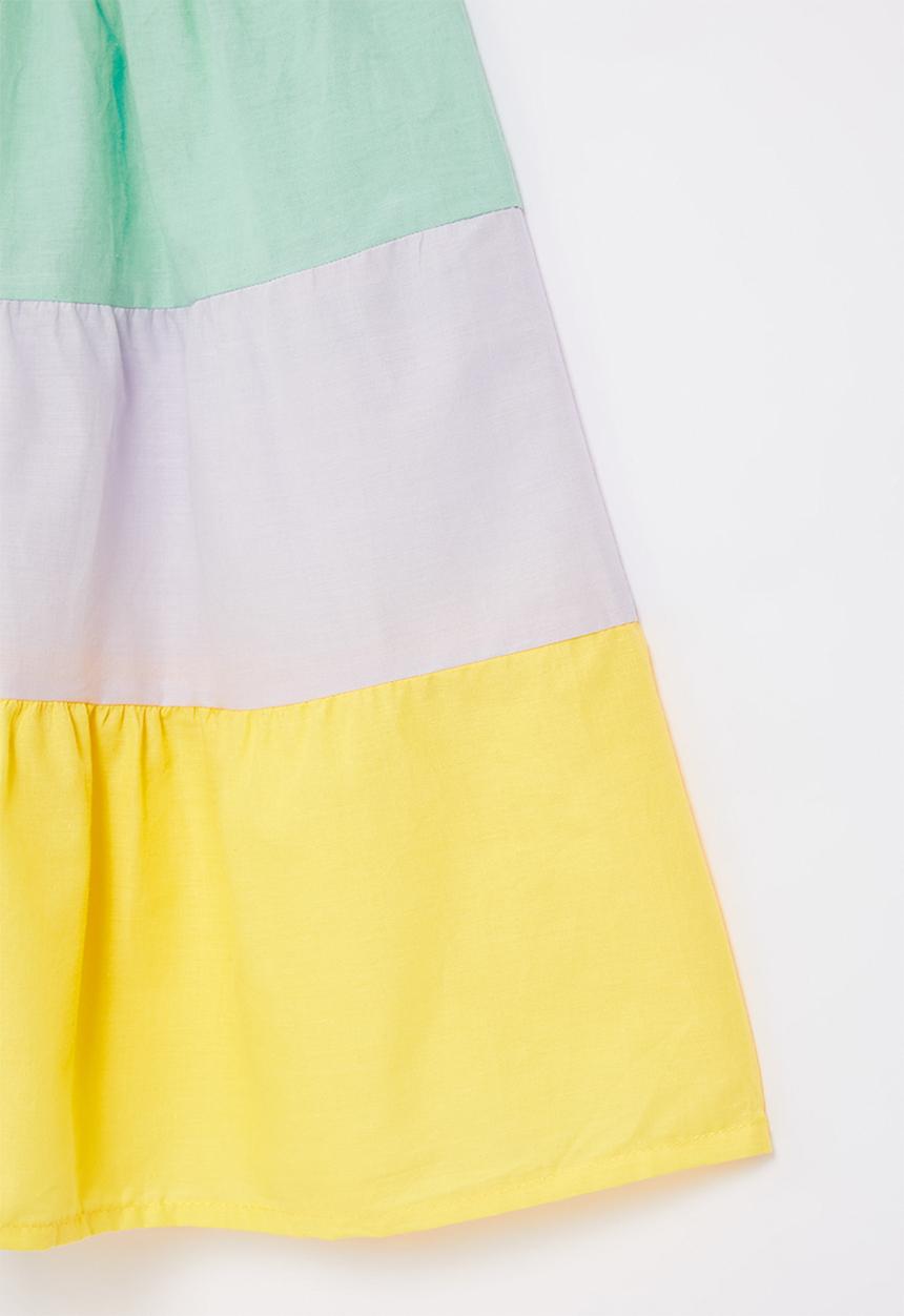 Pop Candy - Girls tiered dress with puff sleeve - multi