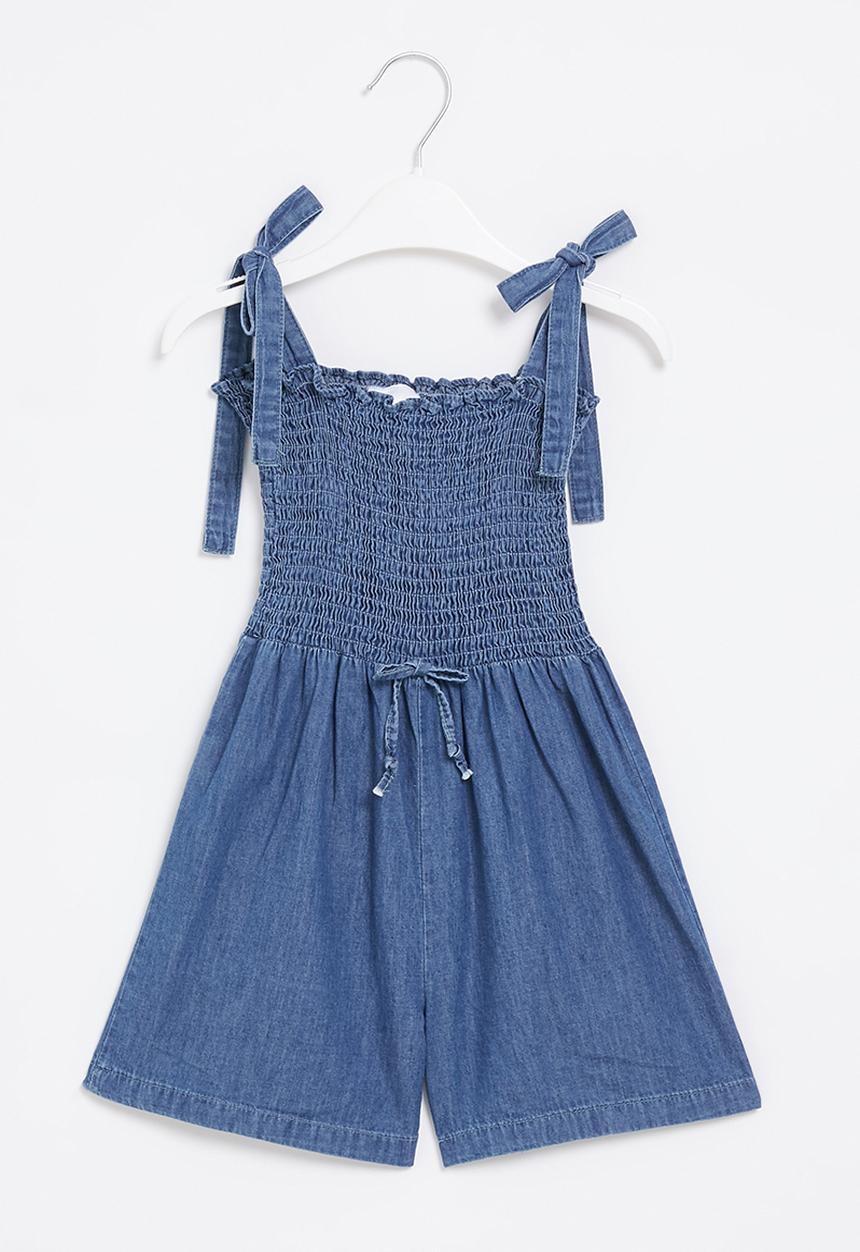 Pop Candy - Girls denim playsuit - blue