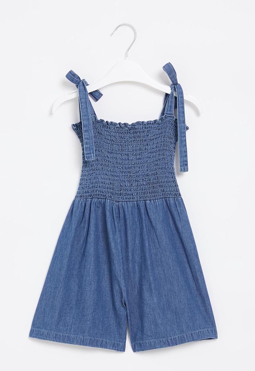 Pop Candy - Girls denim playsuit - blue