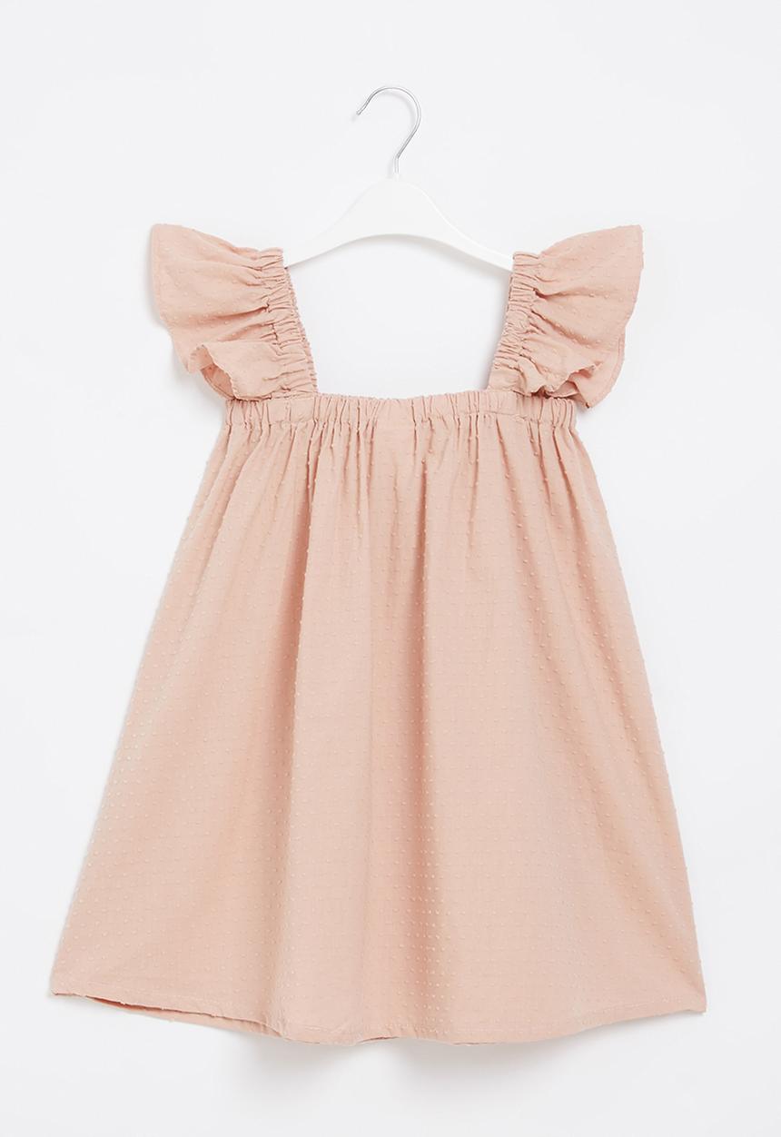 Pop Candy - Girls flutter sleeve dress - peach