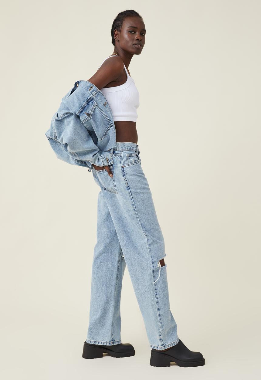 Cotton On - Loose straight jean - byron blue rip