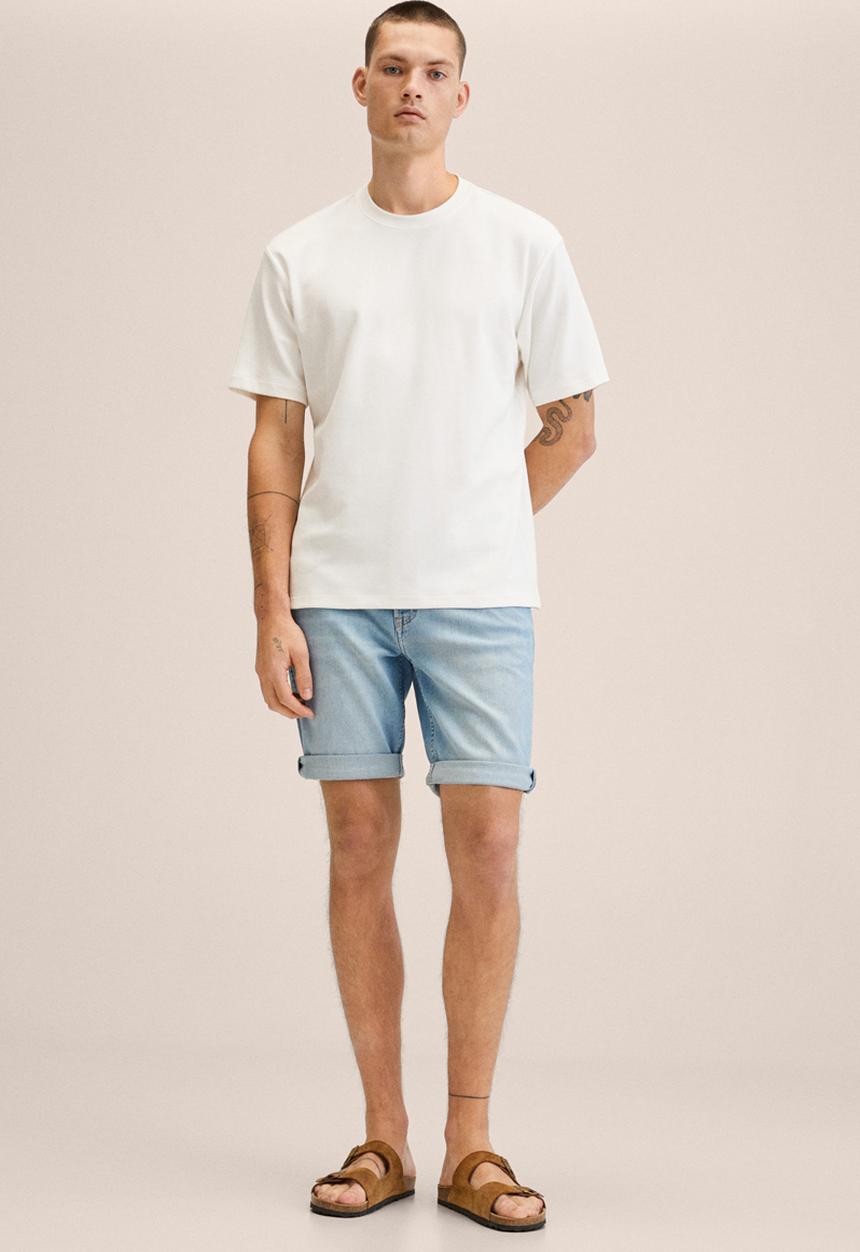 MANGO - Rock denim shorts  - light blue