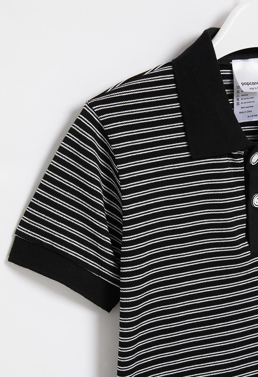 Pop Candy - Boys stripe golfer - black
