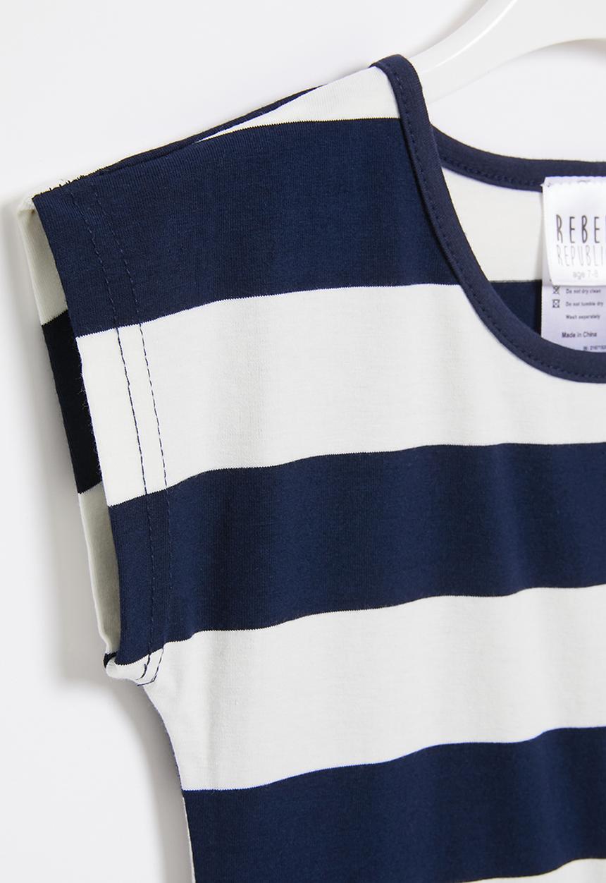 Rebel Republic - Girls stripe dress - navy & white 
