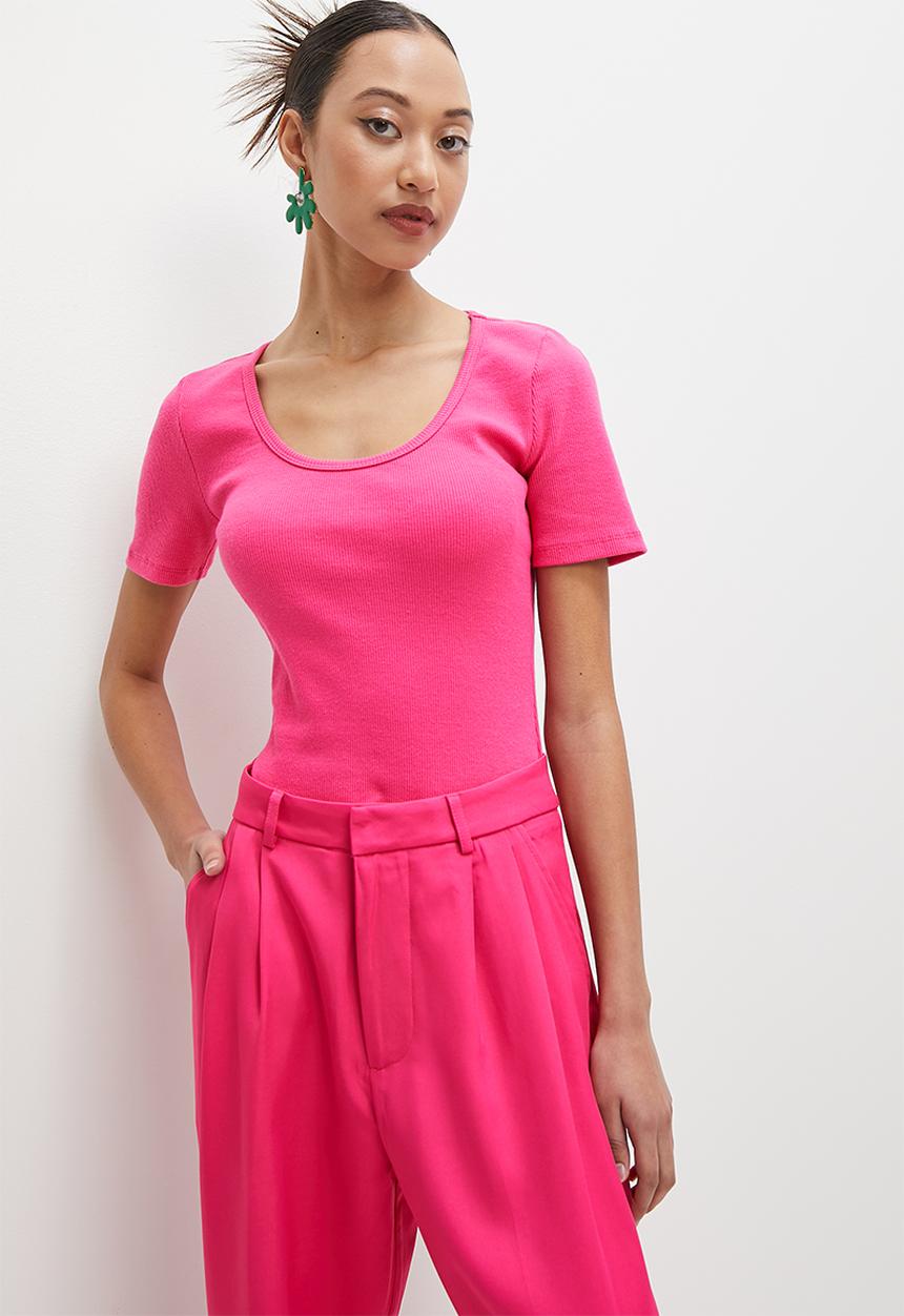 Superbalist - Single basic rib T-shirt - pink