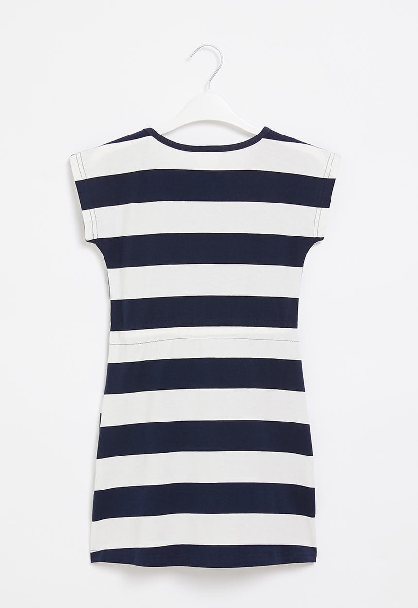 Rebel Republic - Girls stripe dress - navy & white 
