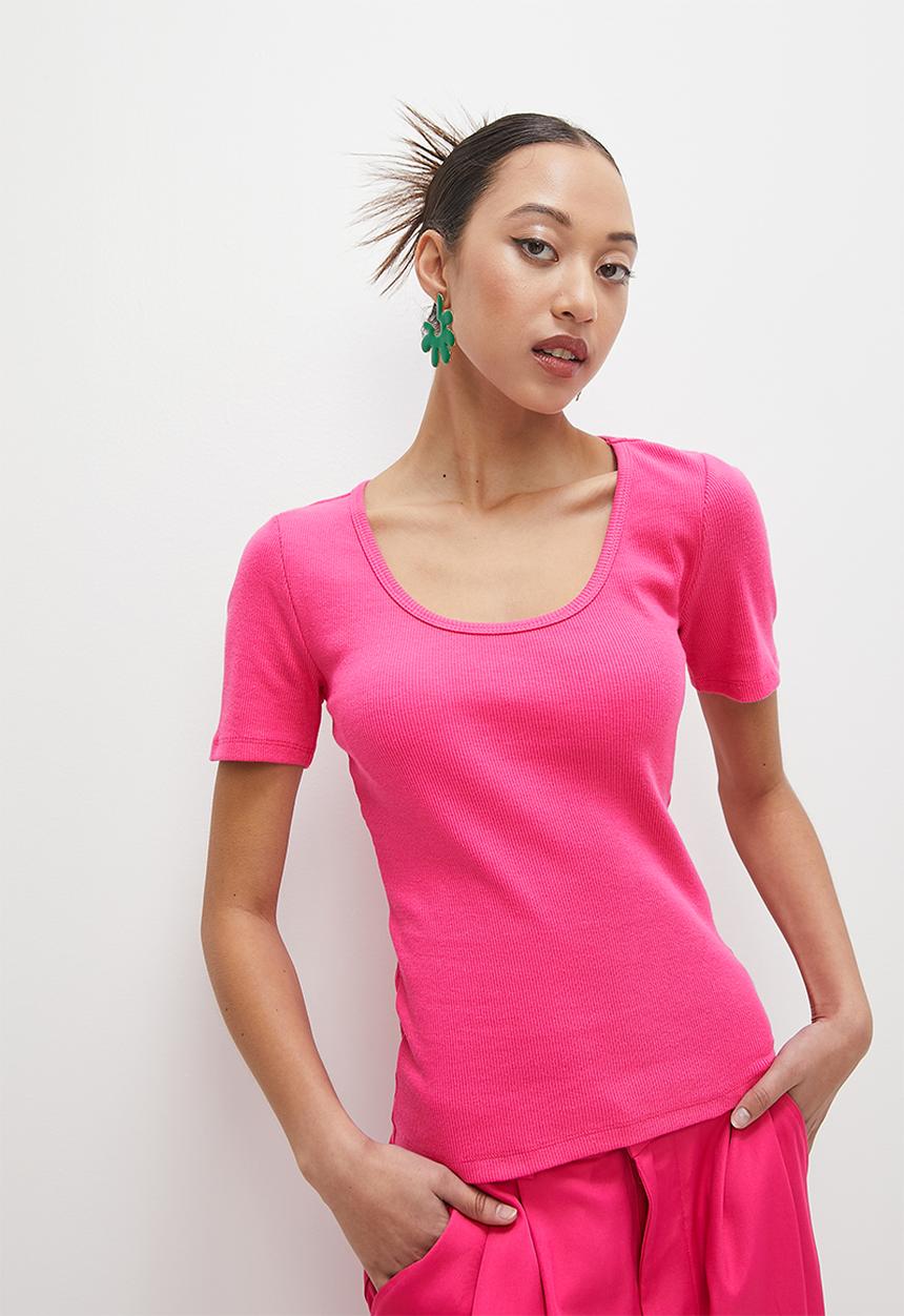 Superbalist - Single basic rib T-shirt - pink