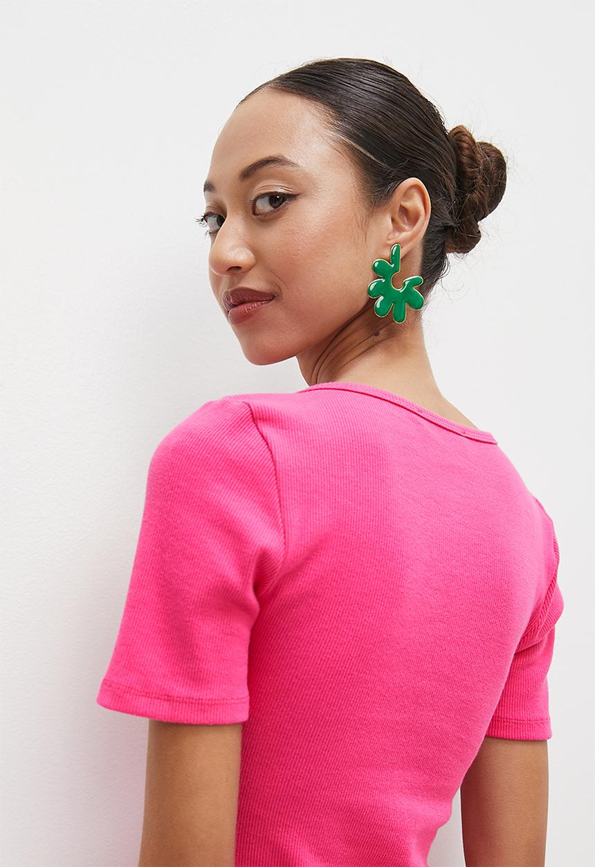 Superbalist - Single basic rib T-shirt - pink