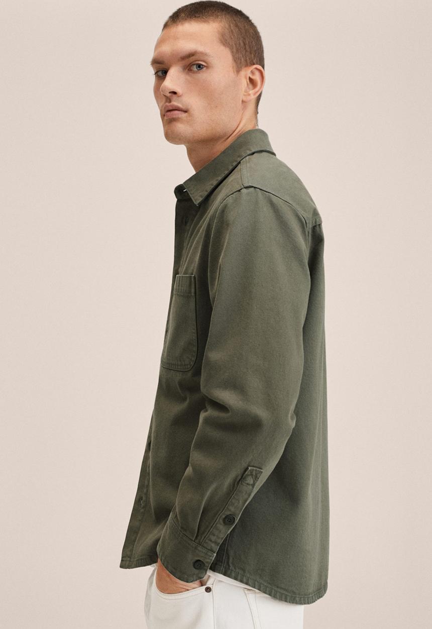 MANGO - Jazz denim pocket shirt - khaki