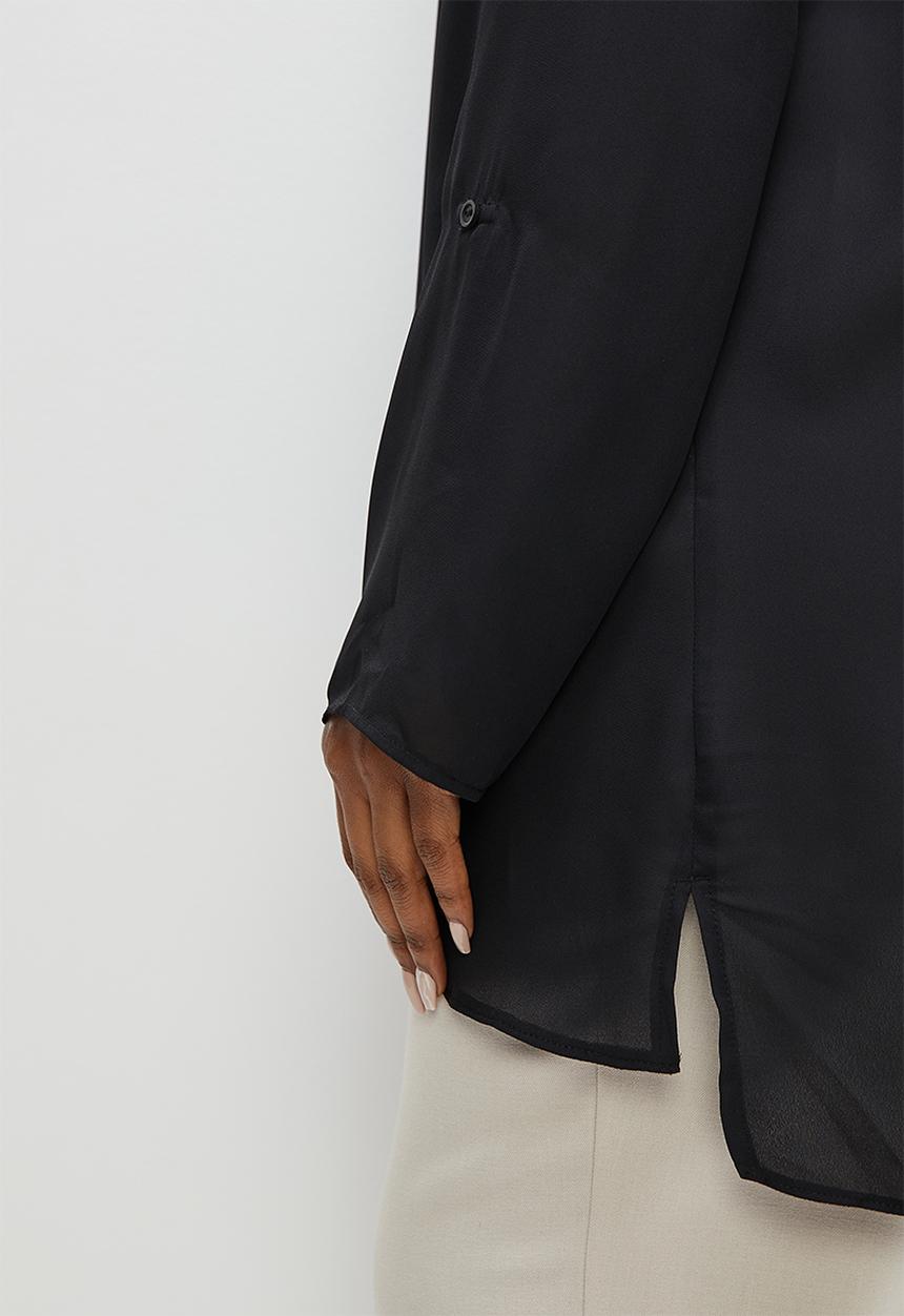 edit Plus - Longline mandarin collar blouse - black