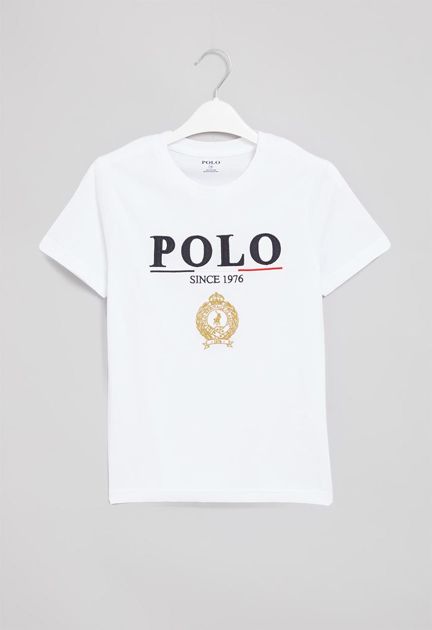POLO - Boys crested short sleeve tee - white