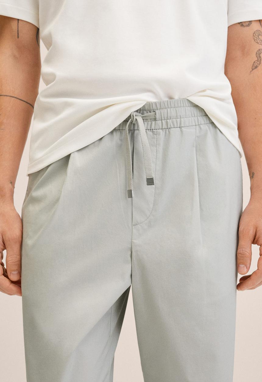 MANGO - Flora cotton pant - light grey