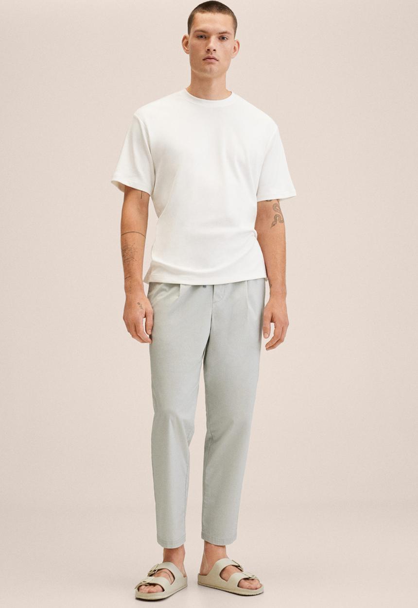 MANGO - Flora cotton pant - light grey