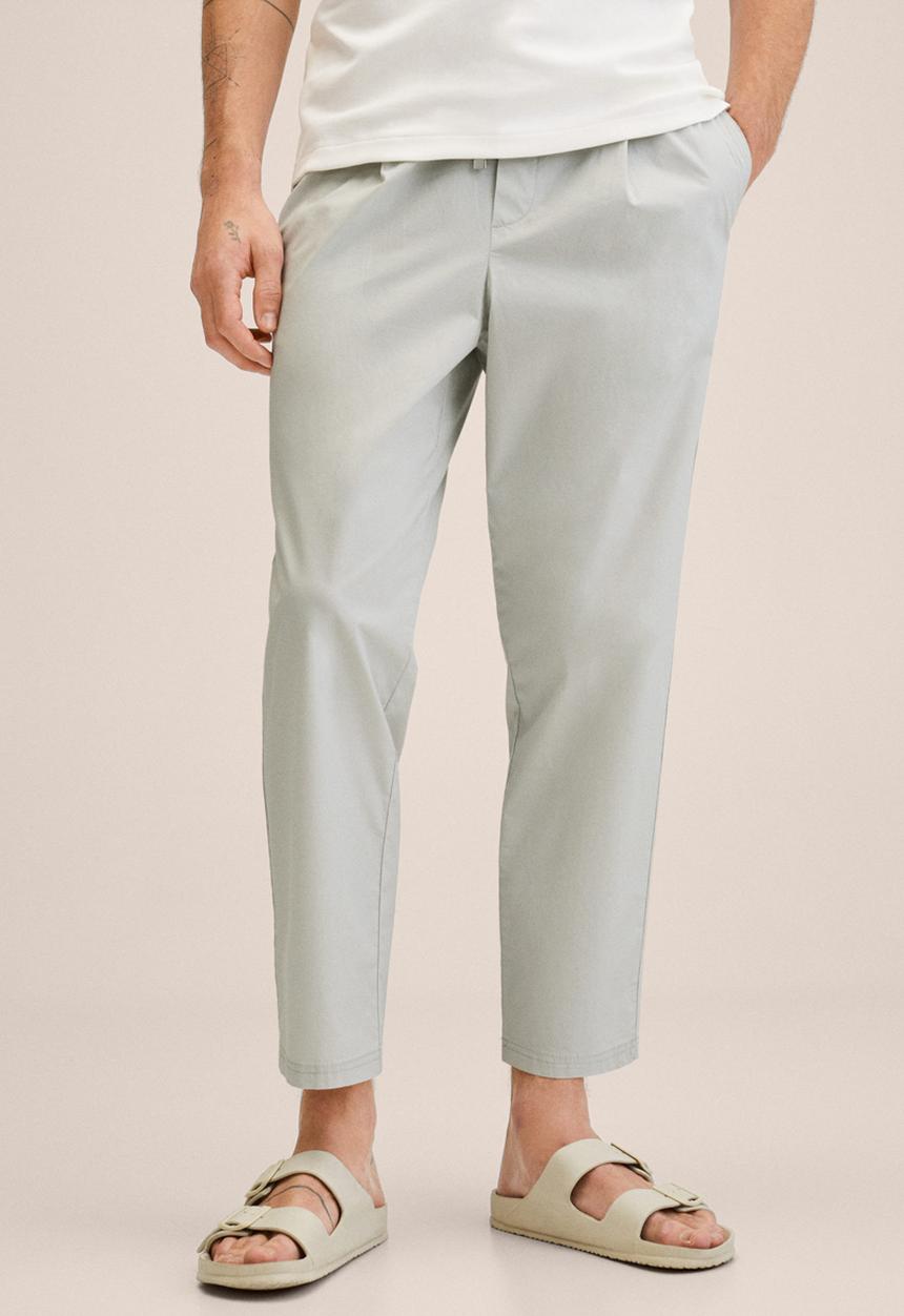 MANGO - Flora cotton pant - light grey