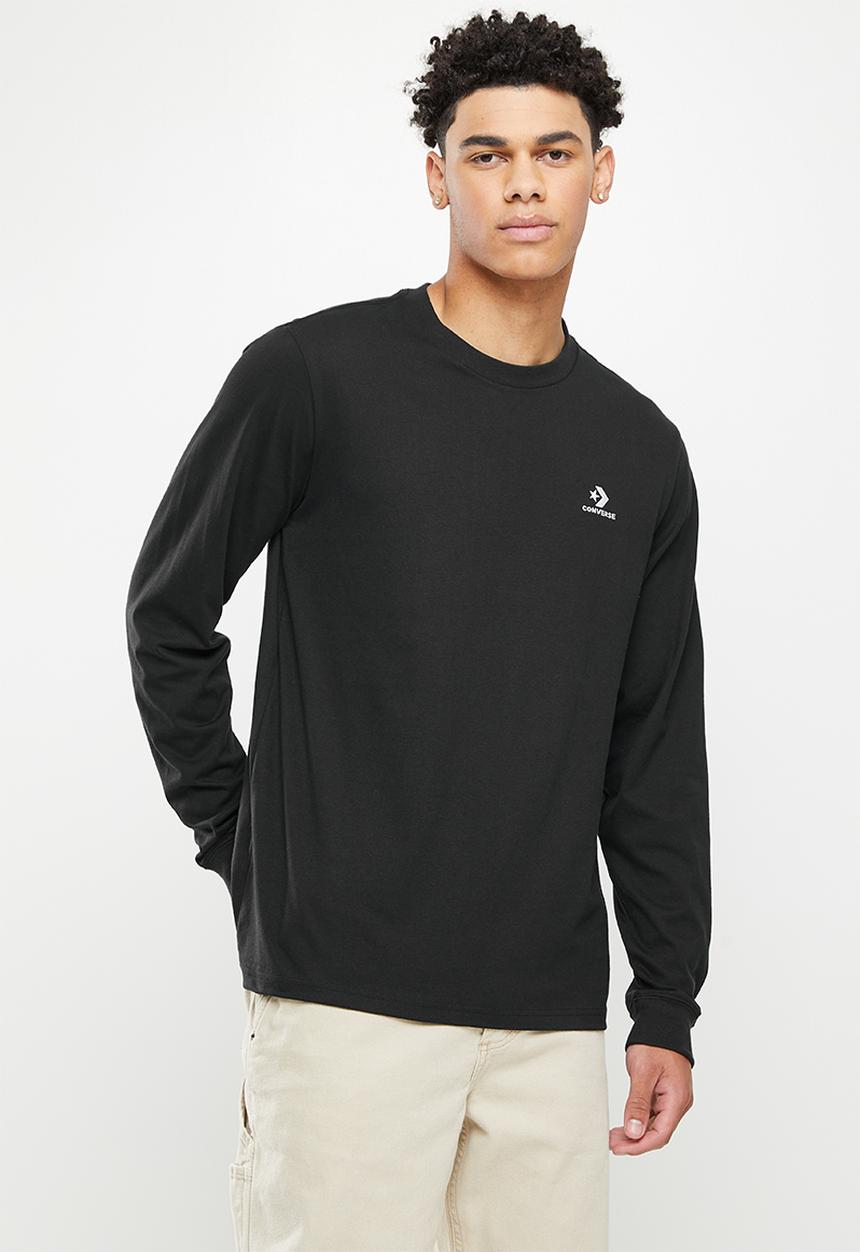 Converse - Standard fit left chest star chev emb long sleeve tee - converse black