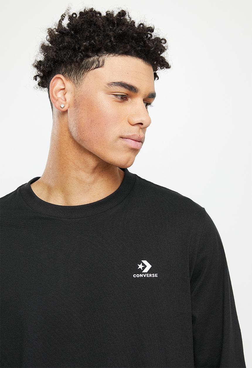 Converse - Standard fit left chest star chev emb long sleeve tee - converse black