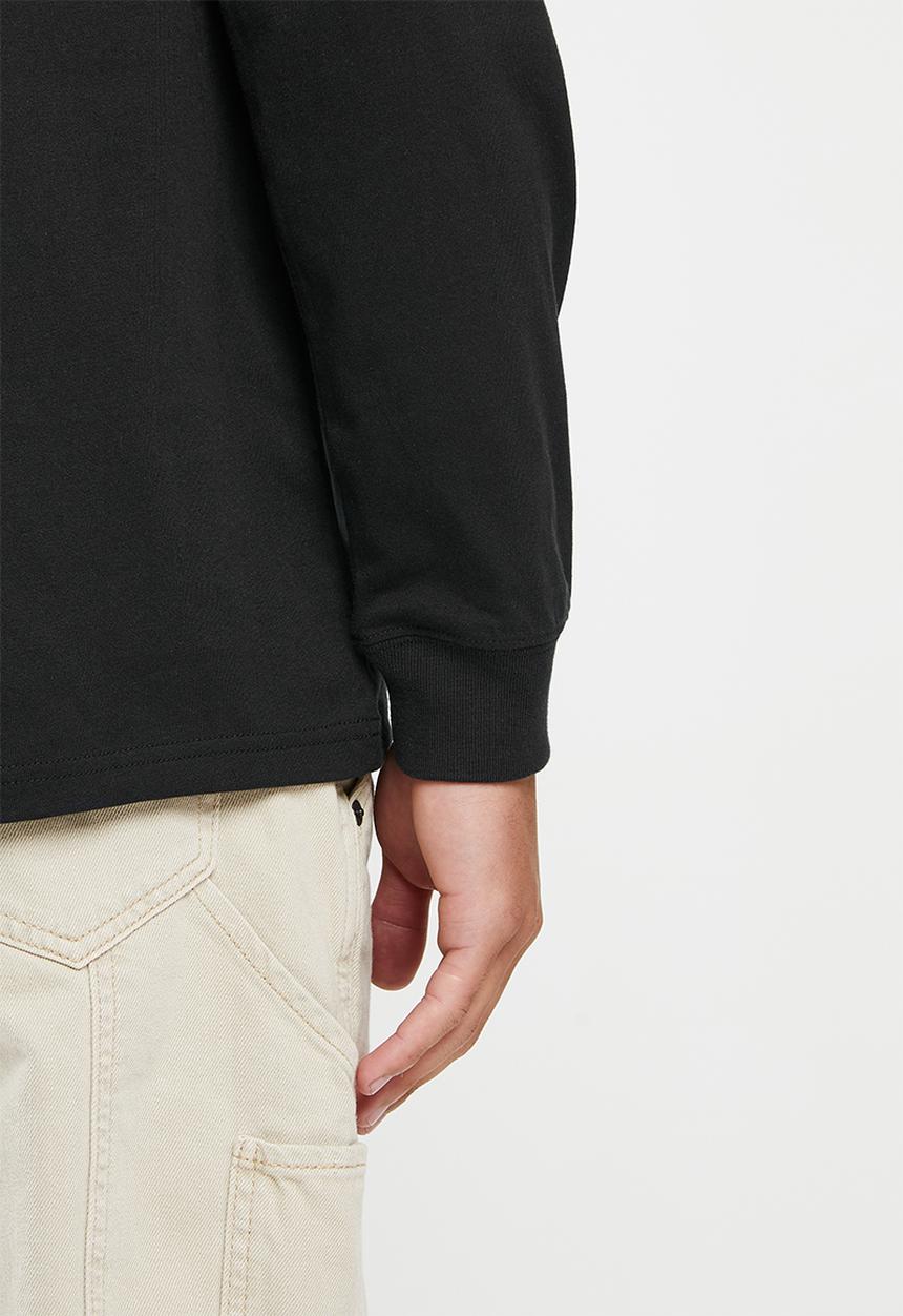 Converse - Standard fit left chest star chev emb long sleeve tee - converse black