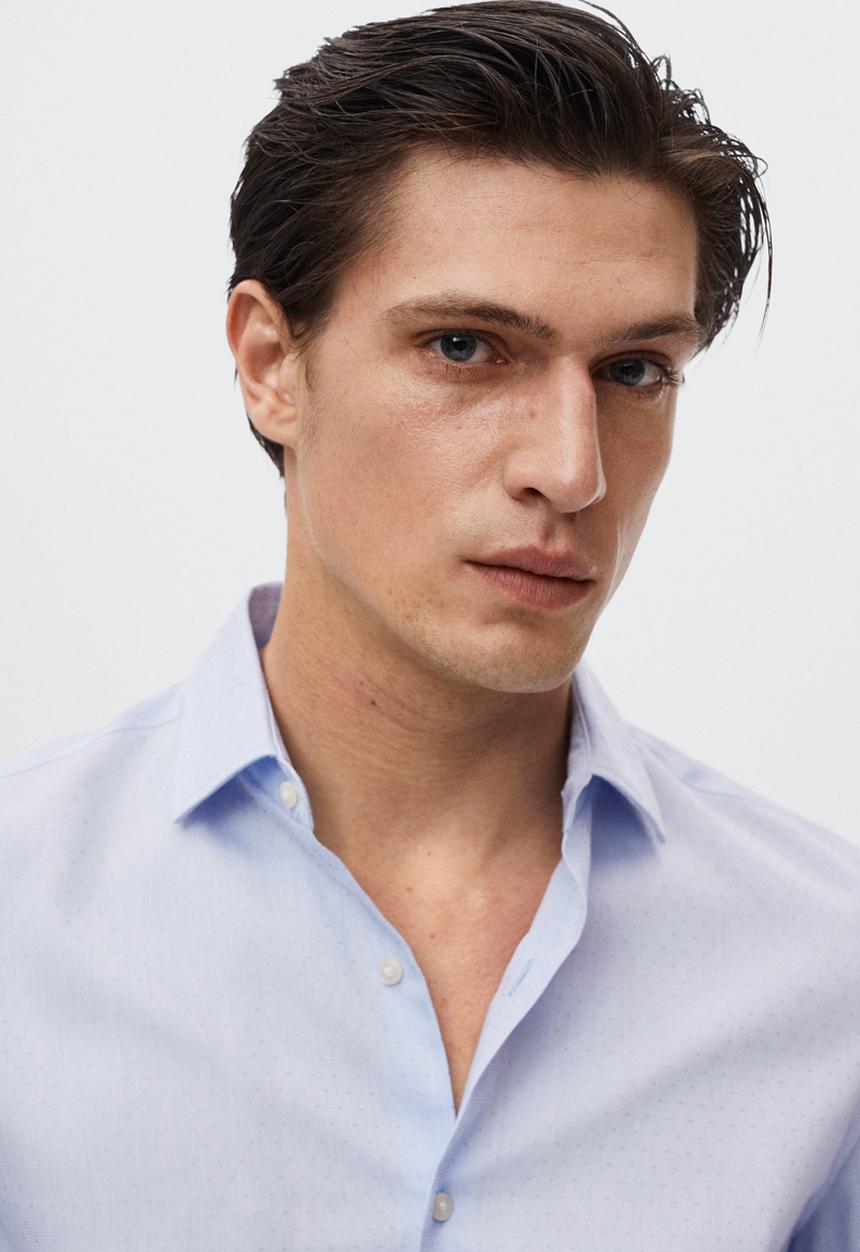 MANGO - Capri micro print formal shirt - blue