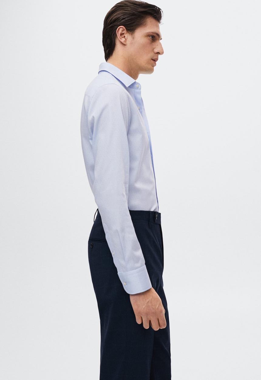 MANGO - Capri micro print formal shirt - blue