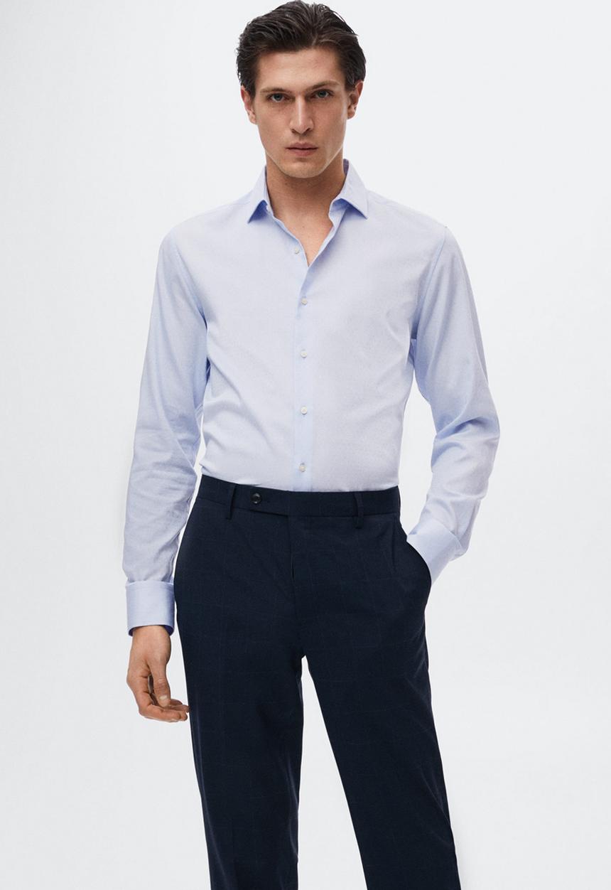 MANGO - Capri micro print formal shirt - blue