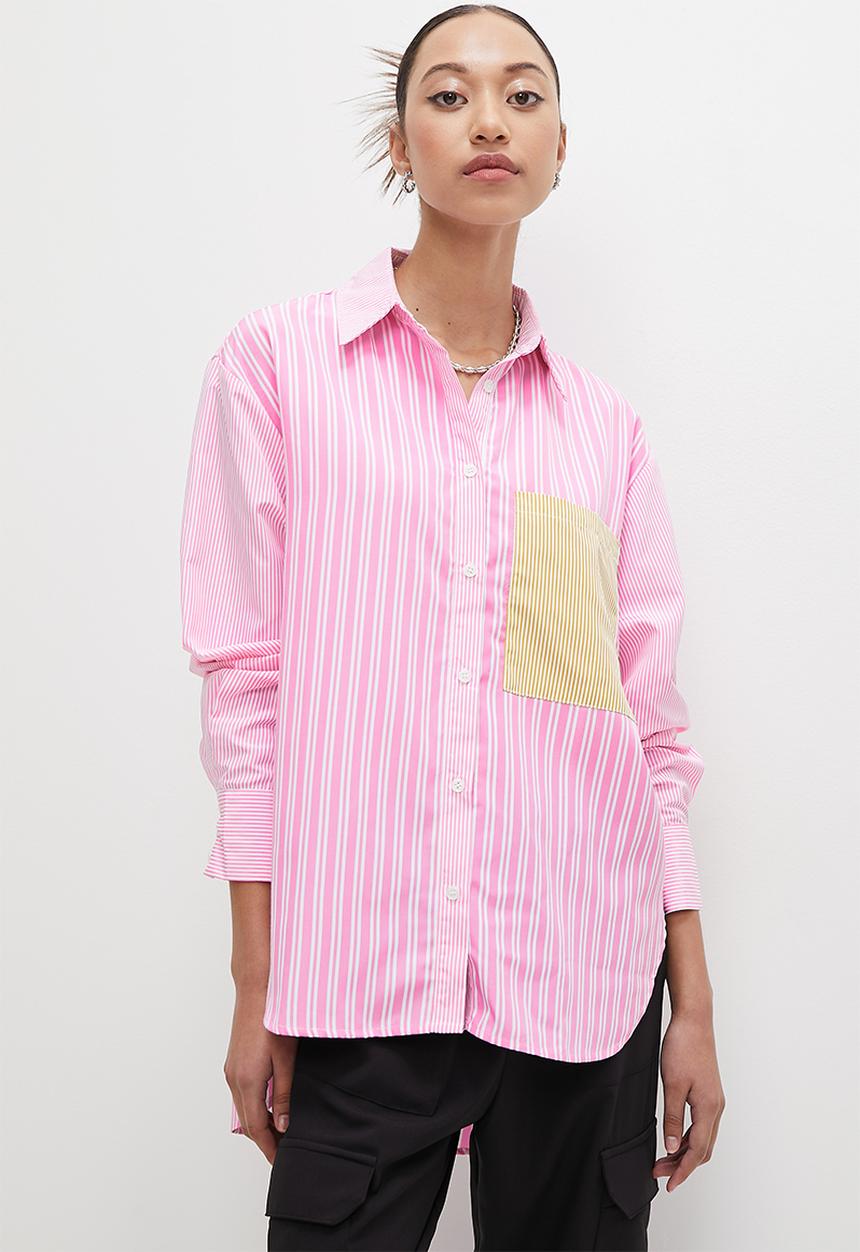 Superbalist - Striped blocked shirt - pink 