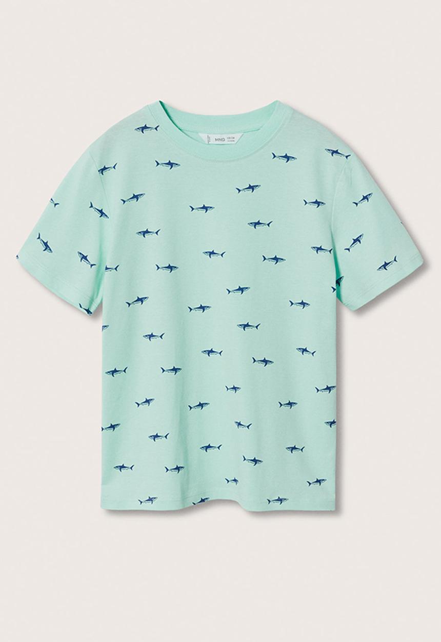 MANGO - T-shirt stamp - turquoise