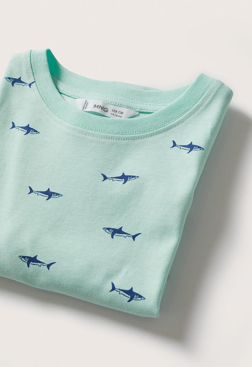 MANGO - T-shirt stamp - turquoise