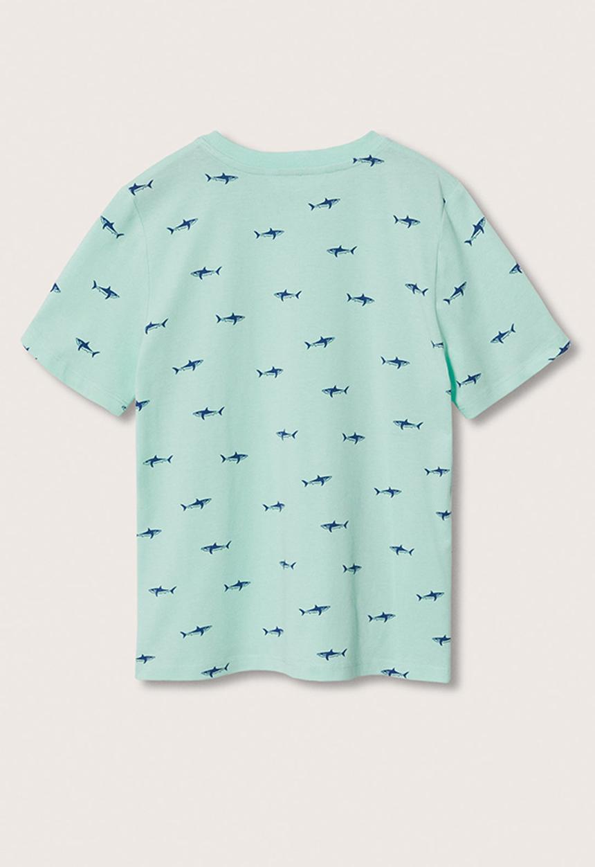 MANGO - T-shirt stamp - turquoise