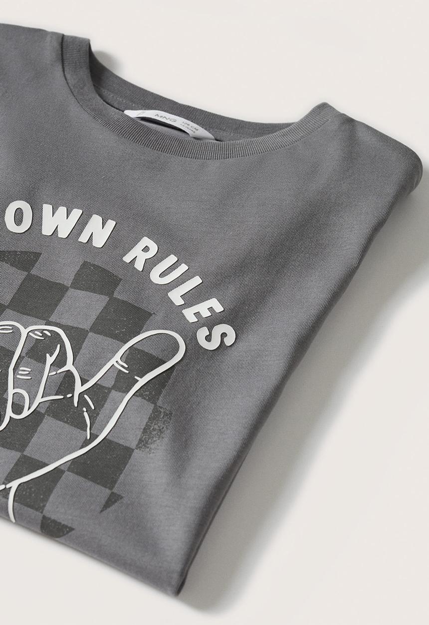 MANGO - T-shirt damero - charcoal