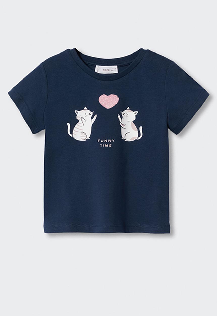 MANGO - T-shirt animals - navy