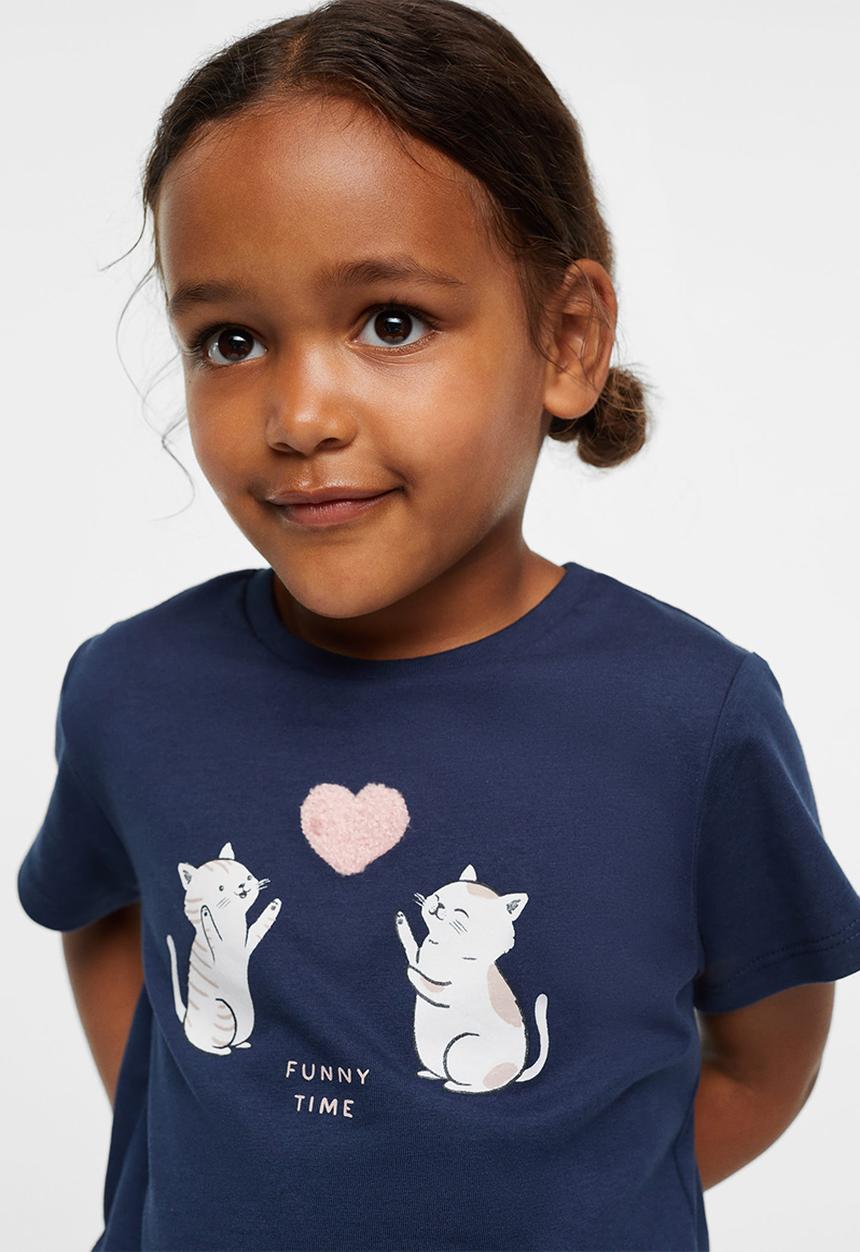 MANGO - T-shirt animals - navy