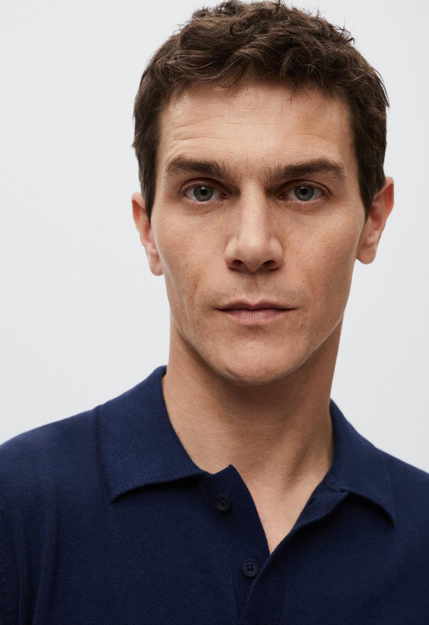 MANGO - Arraona cotton knit golfer  - navy