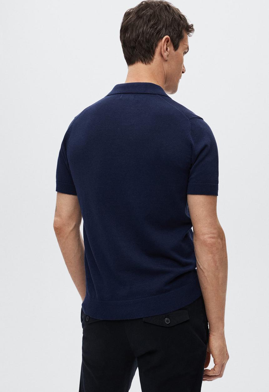 MANGO - Arraona cotton knit golfer  - navy