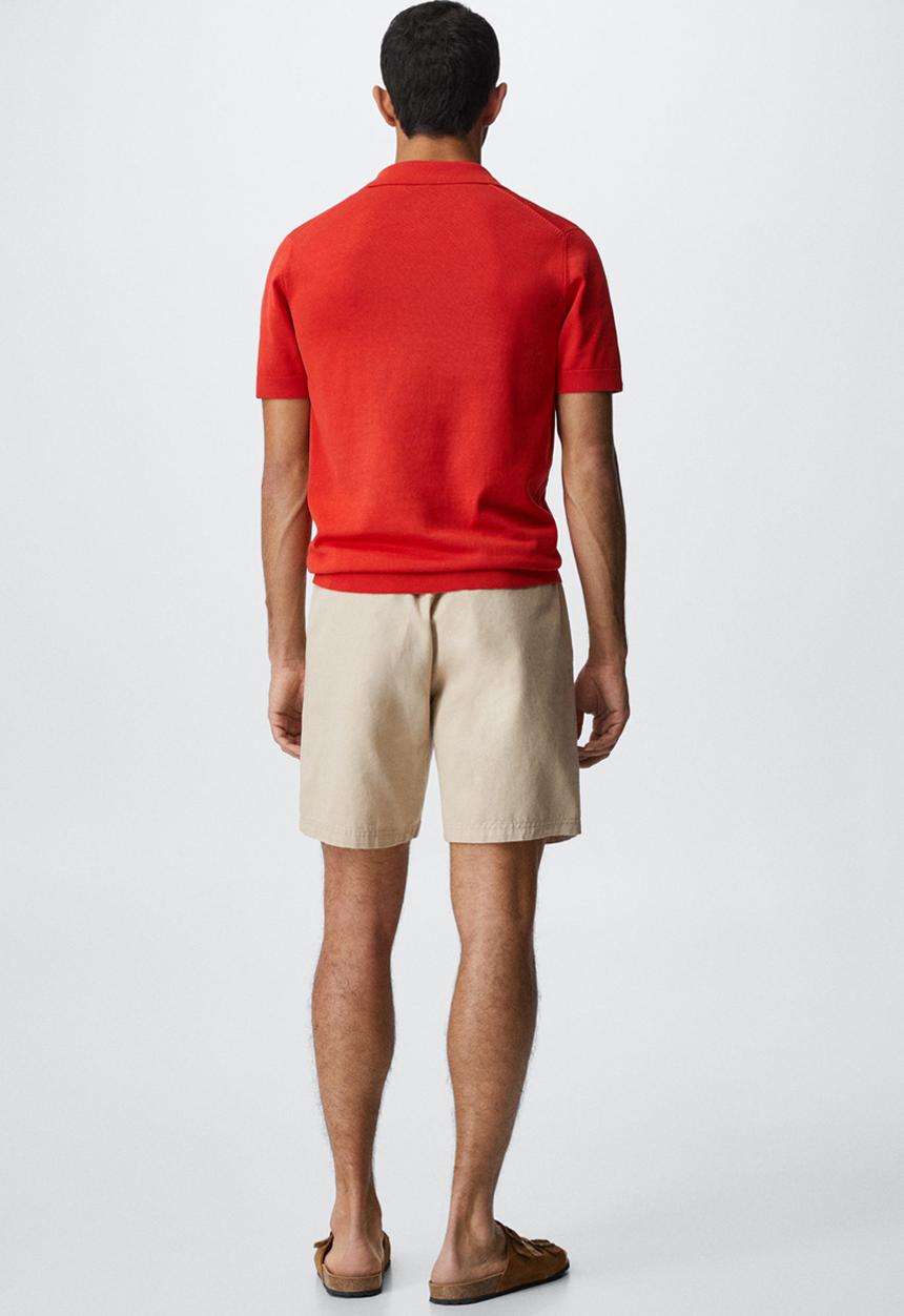 MANGO - Arraona cotton knit golfer - red