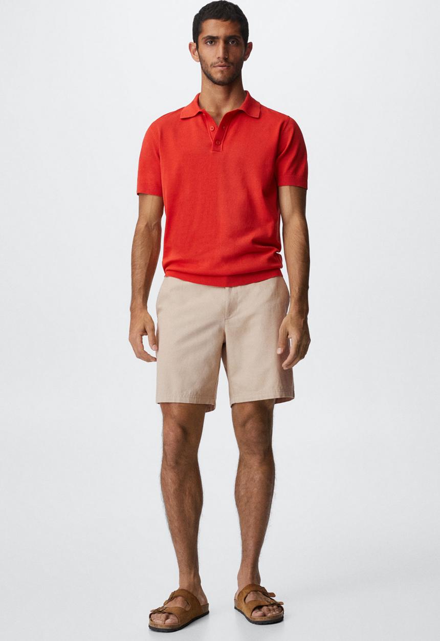 MANGO - Arraona cotton knit golfer - red