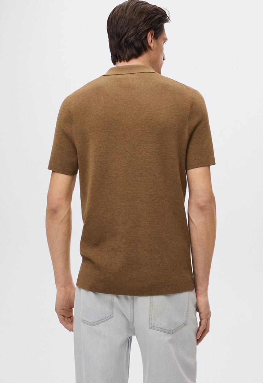 MANGO - Llino linen golfer - brown