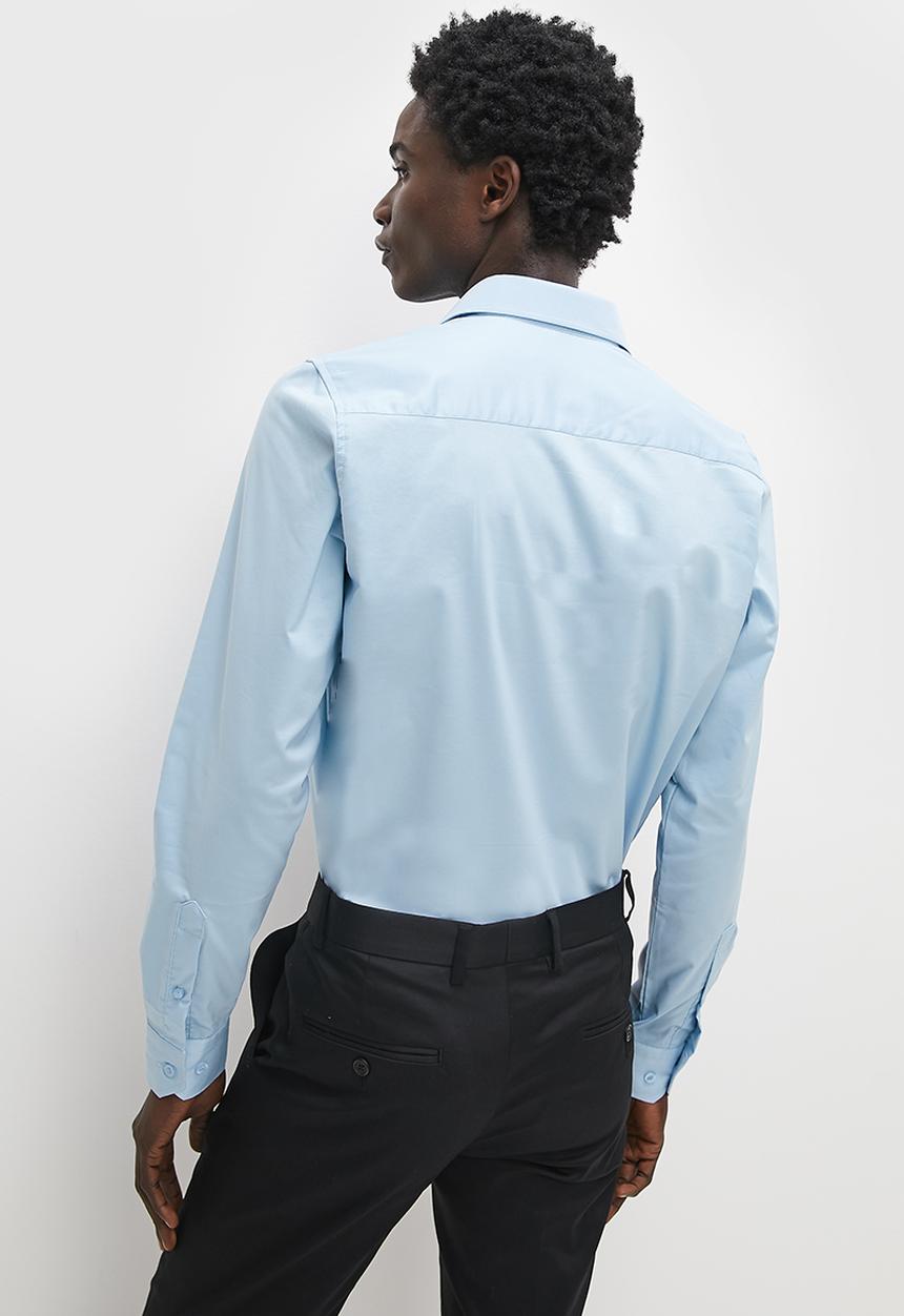Superbalist - Slim fit cotton stretch poplin shirt - sky blue