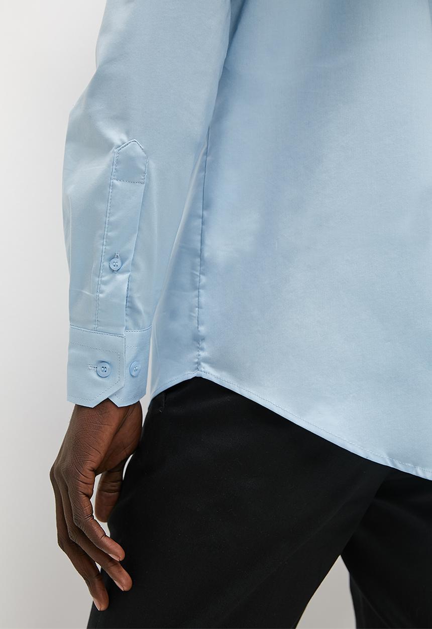 Superbalist - Slim fit cotton stretch poplin shirt - sky blue
