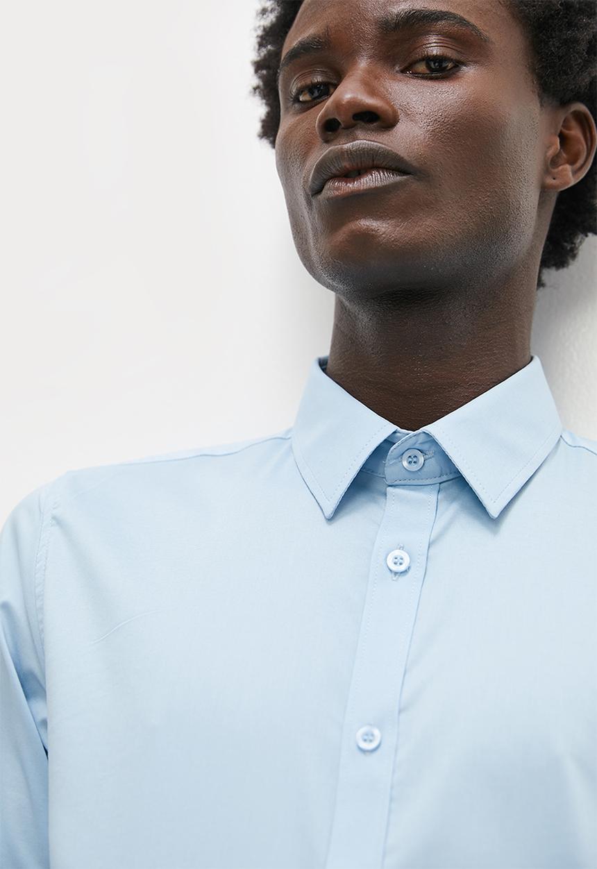 Superbalist - Slim fit cotton stretch poplin shirt - sky blue