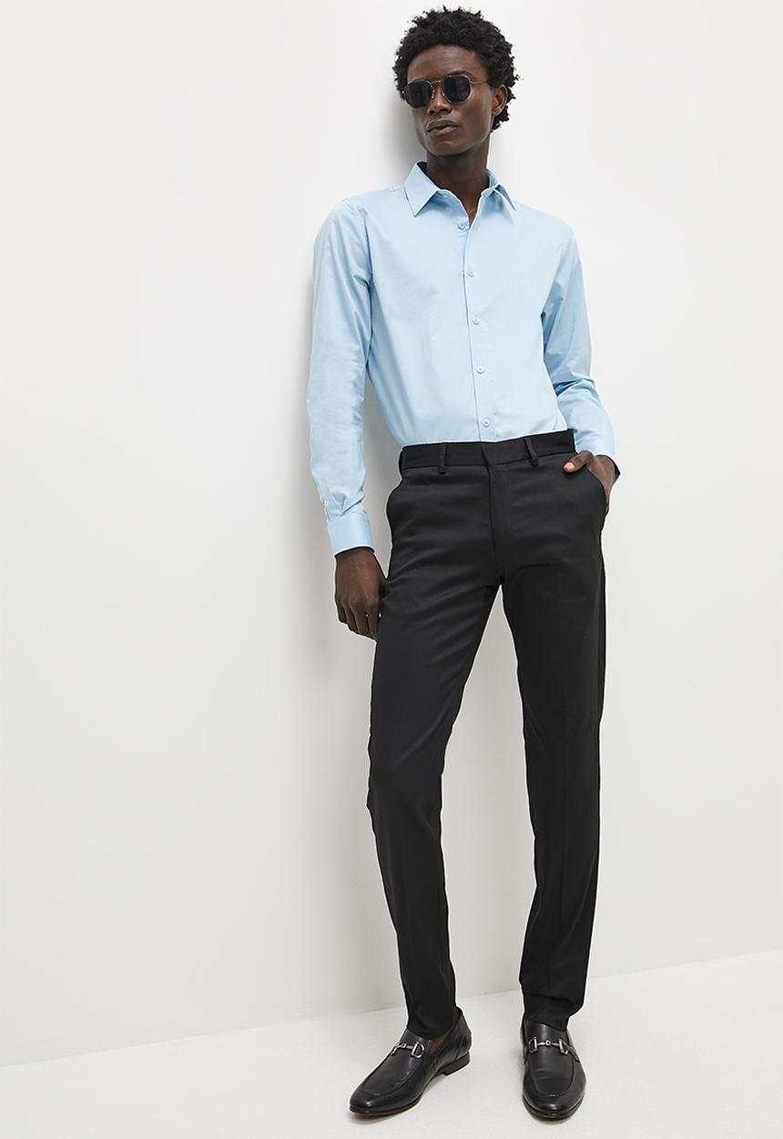 Superbalist - Slim fit cotton stretch poplin shirt - sky blue